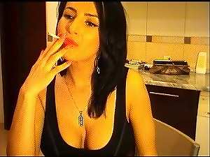 Luscious Dark haired Mommy Strips & Dances On Cam